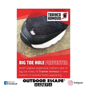Trainer Armour Big Toe Hole Preventer Black- 1 Pair