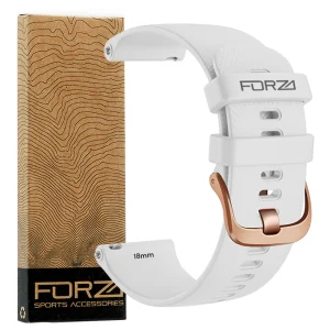 FORZA - ELITE | 18mm Quick Release Watch Strap for Garmin (White - Rose Gold Buckle)