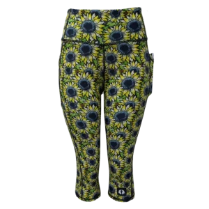 Funky Pants High Waist Funky 3/4 Leggings - Sunflowers
