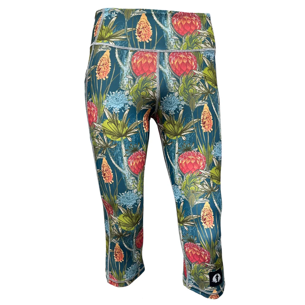 Funky Pants High Waist Funky 3/4 Leggings - Wild Flower