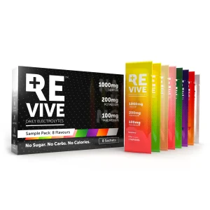 Revive Sample Pack 8's (Raspberry, Lemon Lime, Peach, Watermelon, Apple, Blackcurrant & Blood orange)