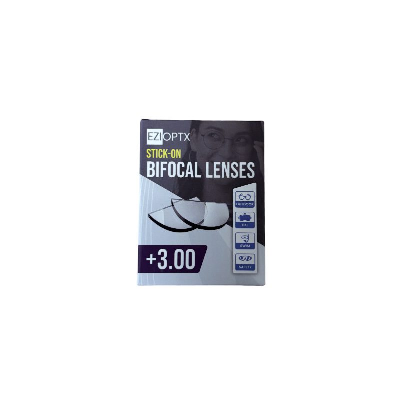 EziOptx Stick-On Bifocal Reading Lenses +3.00